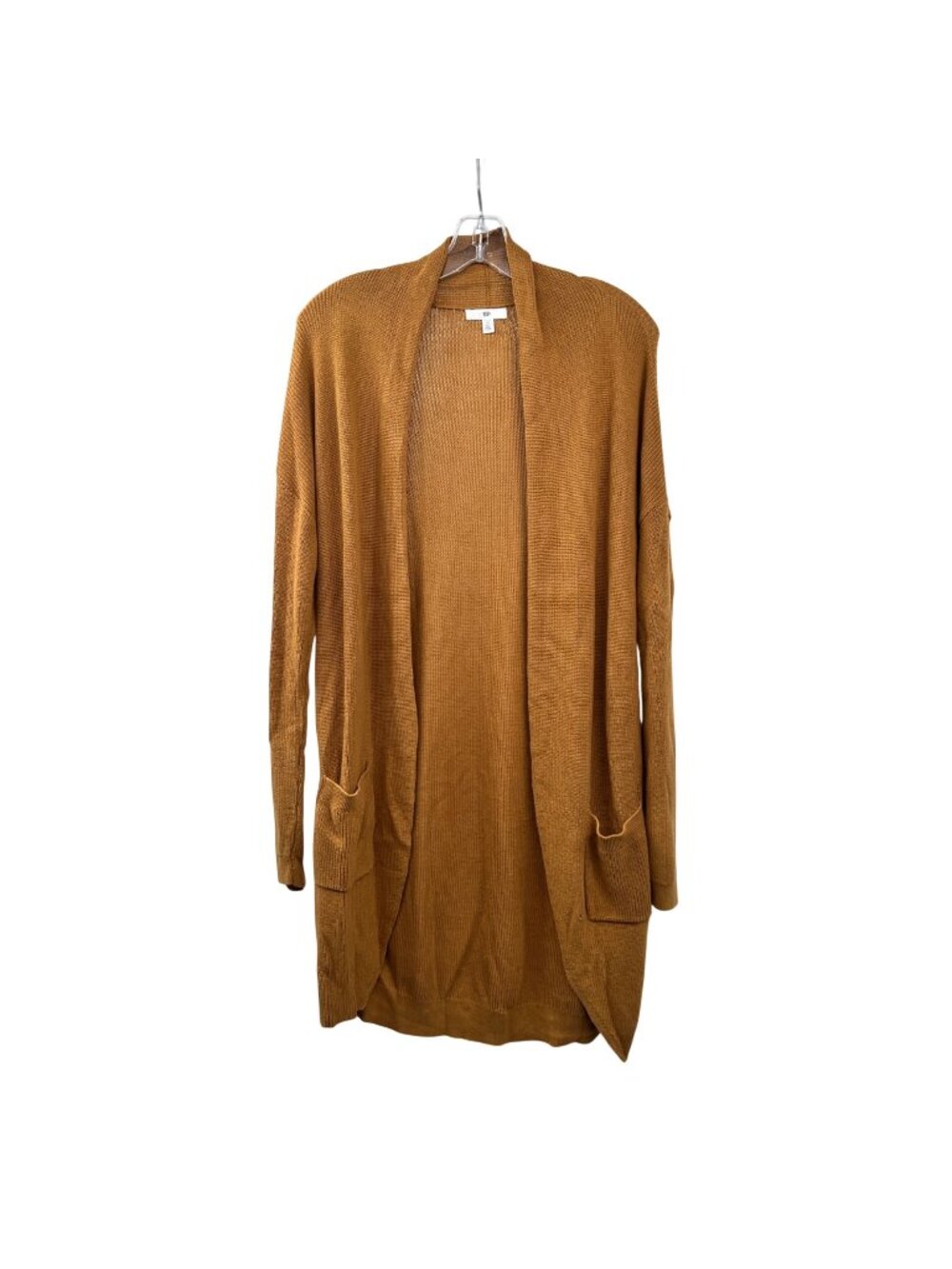BP. Womens Open Front Duster Cardigan Dark Mustard Size Medium Pockets